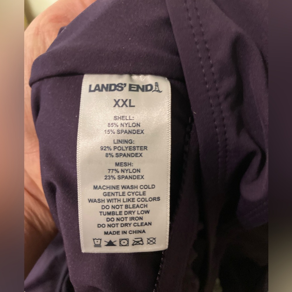 NWT Lands End Grecian Style Swimsuit UPF 50 Ruched sides Crisscrossed XXL Purple - Picture 4 of 9